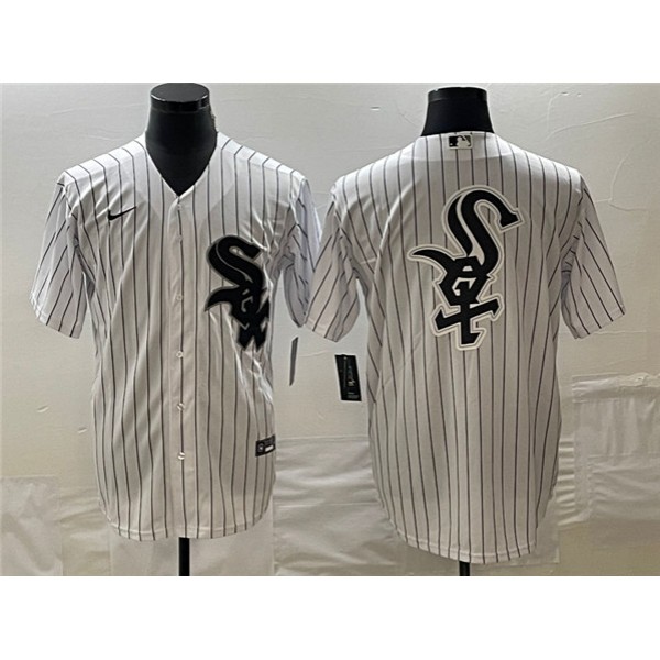 Chicago White Sox White Team Big Logo Cool Base Stitched Jersey