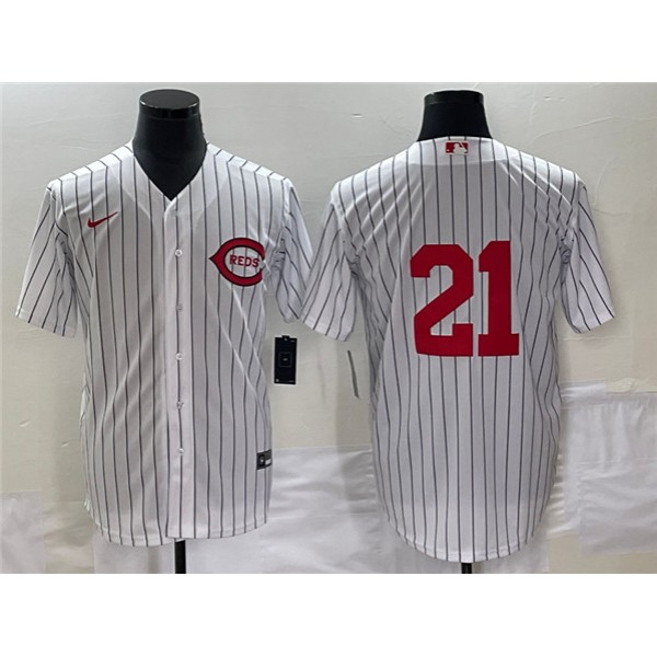 Cincinnati Reds #21 Hunter Greene White Field Of Dreams Stitched Jersey