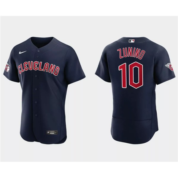 Cleveland Guardians #10 Mike Zunino Navy Flex Base Stitched Jersey
