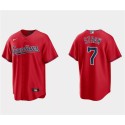 Cleveland Guardians #7 Myles Straw Red Cool Base Stitched Jersey