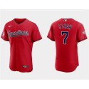 Cleveland Guardians #7 Myles Straw Red Flex Base Stitched Jersey