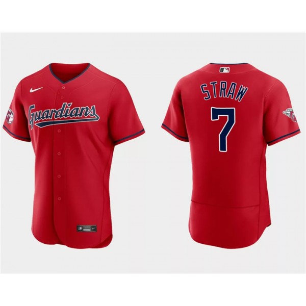 Cleveland Guardians #7 Myles Straw Red Flex Base Stitched Jersey