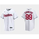 Cleveland Guardians #99James Karinchak White Cool Base Stitched Jersey