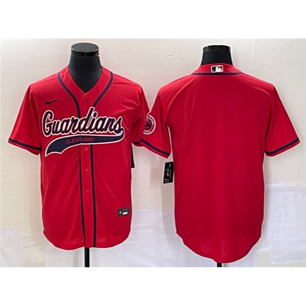 Cleveland Guardians Blank Red With Patch Cool Base Stitched Jersey