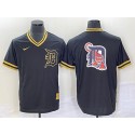 Detroit Tigers Black Team Big Logo Cool Base Stitched Jersey