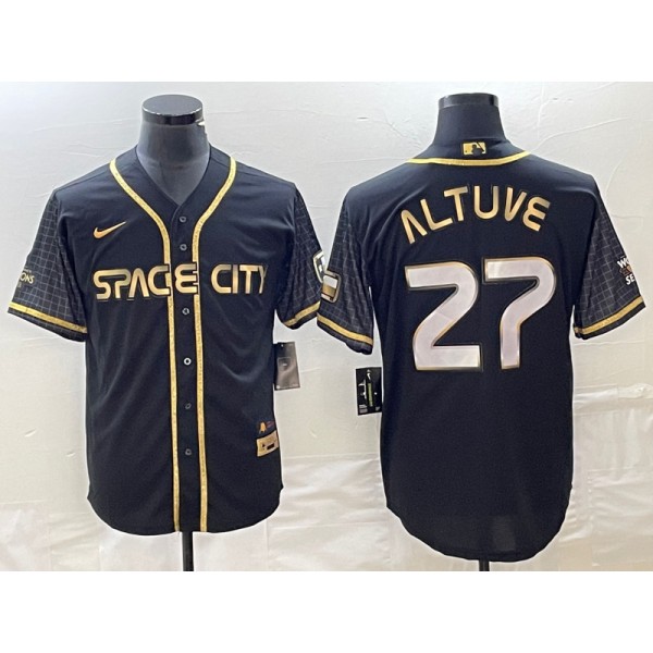Houston Astros #27 Jose Altuve Black City Connect Cool Base Stitched Jersey