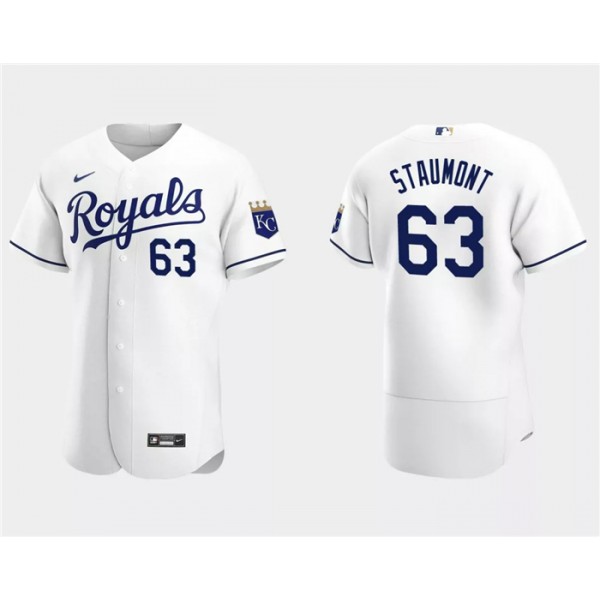 Kansas City Royals #63 Josh Staumont White Flex Base Stitched Jersey