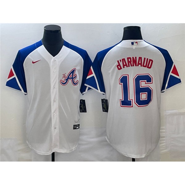 Atlanta Braves #16 Travis D'Arnaud White 2023 City Connect Cool Base Stitched Jersey
