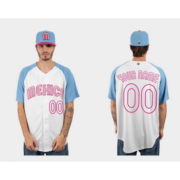 Mexico Custom White Blue 2023 World Classic Stitched Jersey