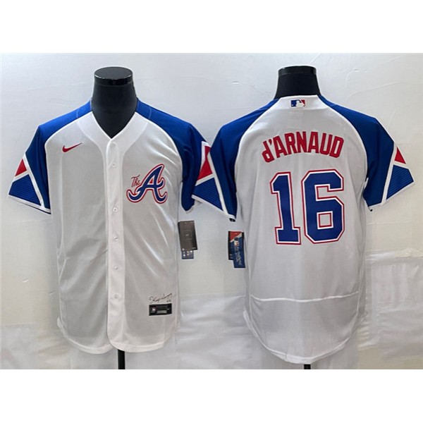 Atlanta Braves #16 Travis D'Arnaud White 2023 City Connect Flex Base Stitched Jersey