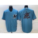 Miami Marlins Blue Team Big Logo Cool Base Stitched Jersey