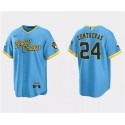 Milwaukee Brewers #24 William Contreras Powder Blue 2022 City Connect Cool Base Stitched Jersey