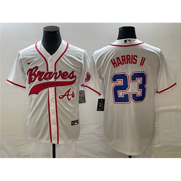 Atlanta Braves #23 Michael Harris II White Cool Base With Patch Stitched Jersey