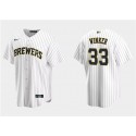 Milwaukee Brewers #33 Jesse Winker White Cool Base Stitched Jersey