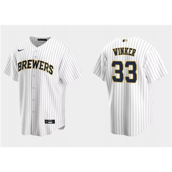 Milwaukee Brewers #33 Jesse Winker White Cool Base Stitched Jersey
