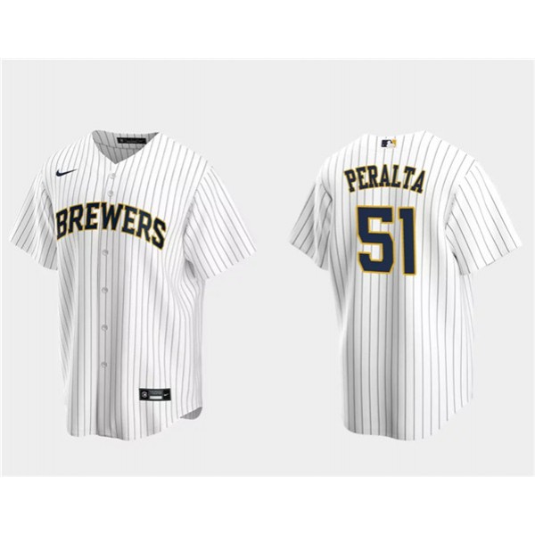 Milwaukee Brewers #51 Freddy Peralta White Cool Base Stitched Jersey