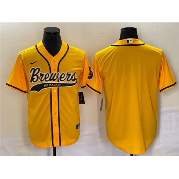 Milwaukee Brewers Blank Yellow Cool Base Stitched Jersey