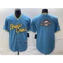 Milwaukee Brewers Powder Blue Team Big Logo City Connect Cool Base Stitched Jersey