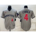 Minnesota Twins #4 Carlos Correa 2023 Gray Home Team Cool Base Stitched Jersey