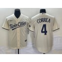 Minnesota Twins #4 Carlos Correa Cream Cool Base Stitched Jersey