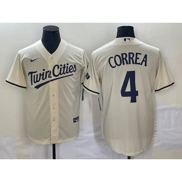 Minnesota Twins #4 Carlos Correa Cream Cool Base Stitched Jersey