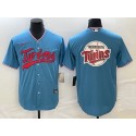 Minnesota Twins Blue Team Big Logo Cool Base Stitched Jersey