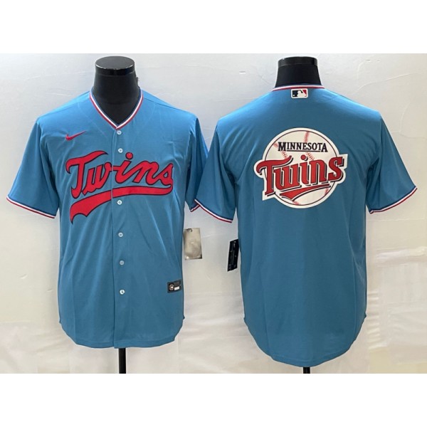 Minnesota Twins Blue Team Big Logo Cool Base Stitched Jersey
