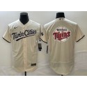 Minnesota Twins Cream Team Big Logo Flex Base Stitched Jersey