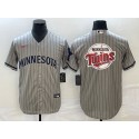 Minnesota Twins Gray Team Big Logo Cool Base Stitched Jersey