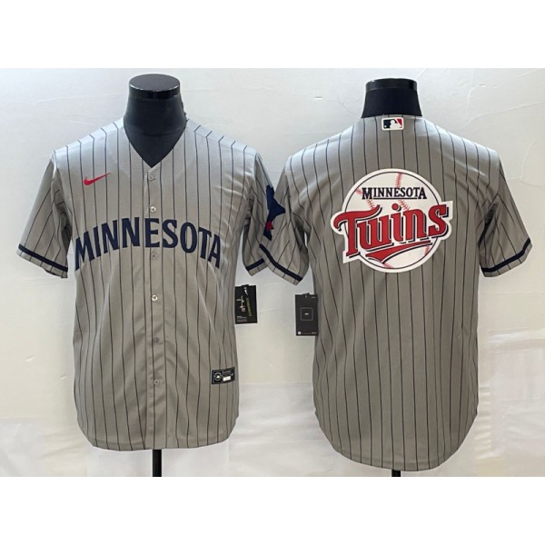 Minnesota Twins Gray Team Big Logo Cool Base Stitched Jersey