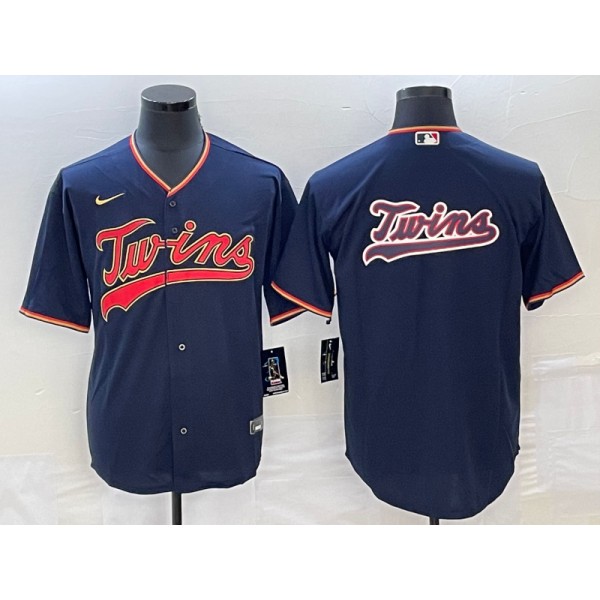Minnesota Twins Navy Team Big Logo Cool Base Stitched Jersey