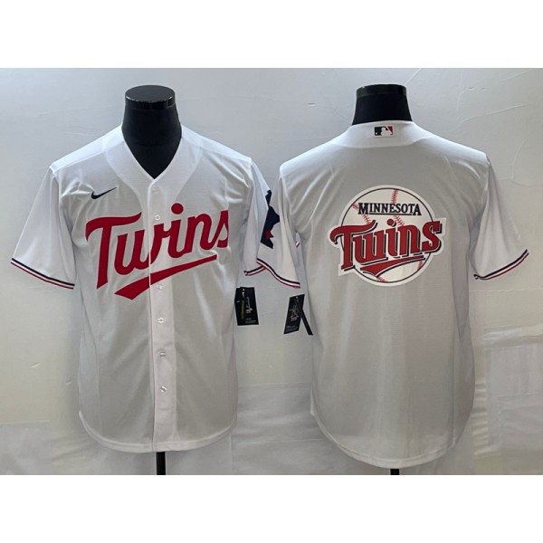 Minnesota Twins White Team Big Logo Cool Base Stitched Jersey