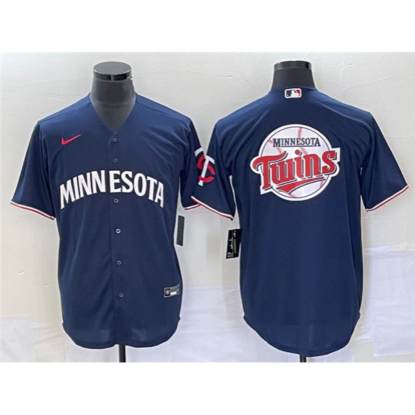 Minnesota Twins With Team Logo In Back Navy Cool Base Stitched Jersey