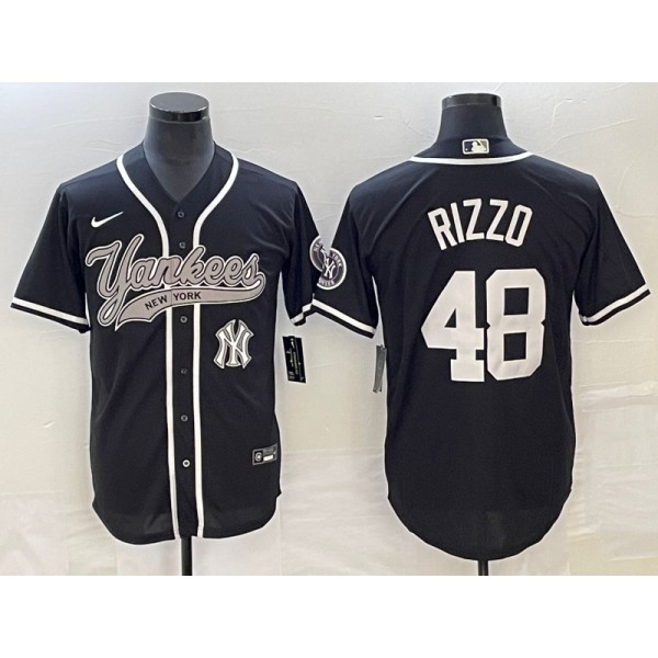 New York Yankees #48 Anthony Rizzo Black With Patch Cool Base Stitched Jersey