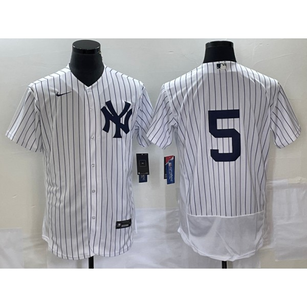 New York Yankees #5 Joe DiMaggio White Flex Base Stitched Jersey