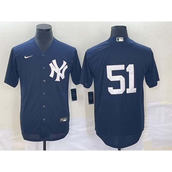 New York Yankees #51 Bernie Williams Navy Cool Base Stitched Jersey