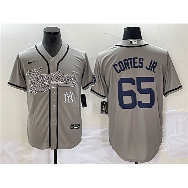 New York Yankees #65 Nestor Cortes Jr. Gray With Patch Cool Base Stitched Jersey