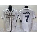 New York Yankees #7 Mickey Mantle White With Patch Cool Base Stitched Jersey