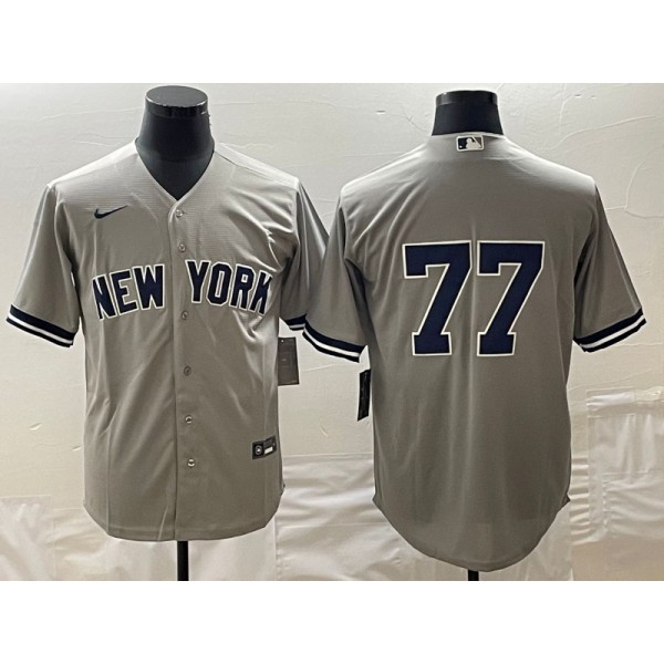 New York Yankees #77 Clint Frazier Gray Cool Base Stitched Jersey