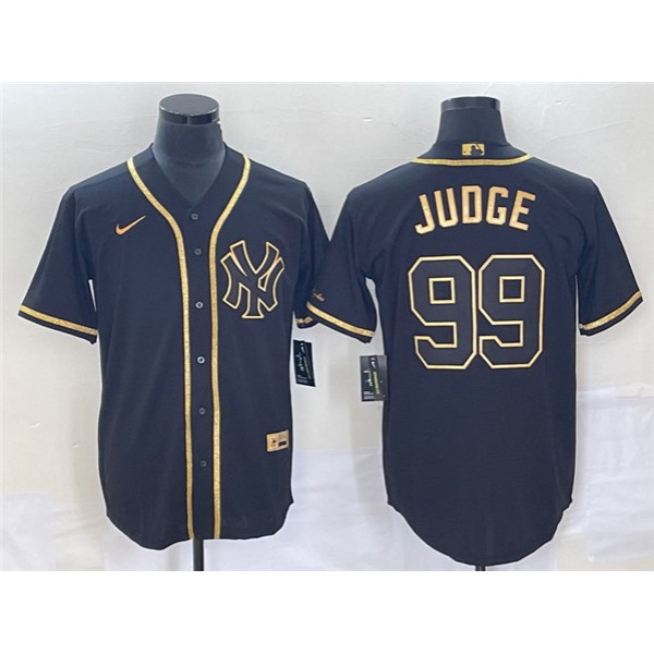 New York Yankees #99 Aaron Judge Black Gold Cool Base Stitched Jersey