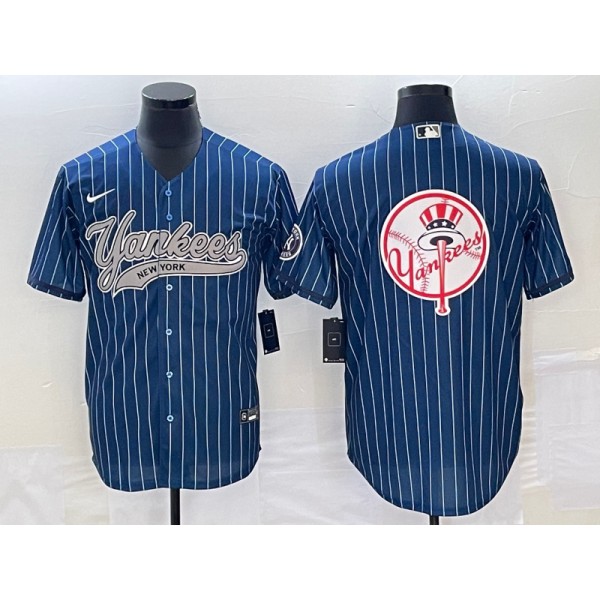 New York Yankees Navy Team Big Logo Cool Base Stitched Jersey