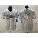 New York Yankees White Team Big Logo Cool Base With Patch Stitched Jersey
