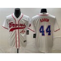 Atlanta Braves #44 Hank Aaron White Cool Base With Patch Stitched Jersey