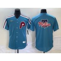 Philadelphia Phillies Blue Team Big Logo Cool Base Stitched Jersey
