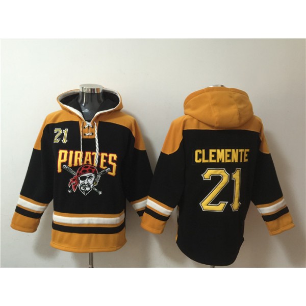 Pittsburgh Pirates #21 Roberto Clemente Ageless Must-Have Lace-Up Pullover Hoodie