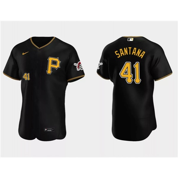 Pittsburgh Pirates #41 Carlos Santana Black Flex Base Stitched Jersey