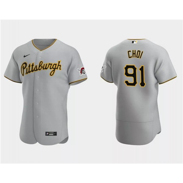 Pittsburgh Pirates #91 Ji Man Choi Gray Flex Base Stitched Jersey