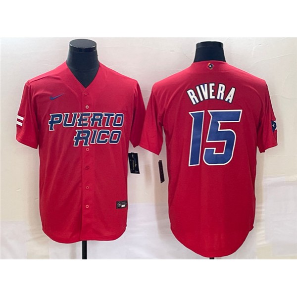 Puerto Rico #15 Emmanuel Rivera 2023 Red World Classic Stitched Jersey
