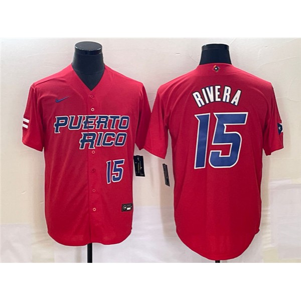 Puerto Rico #15 Emmanuel Rivera 2023 Red World Classic With Patch Stitched Jersey