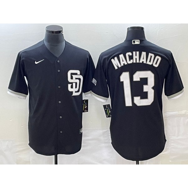 San Diego Padres #13 Manny Machado Black Cool Base Stitched Jersey